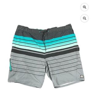 ZeroXposur Men's UPF 50+ Sun Protection Quick Dry Swim Trunks (Iron Onill, L)